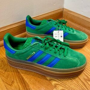 Adidas Gazelle Bold Size 6.5Y/8W Green | Blue| Gum NEW!